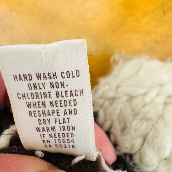 Abercrombie & Fitch A&F Womens Brown & Cream Wool Chunky Warm Mittens - Picture 5 of 5